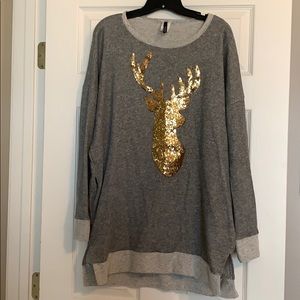 Bellamie xl sweater with gold sequin deer